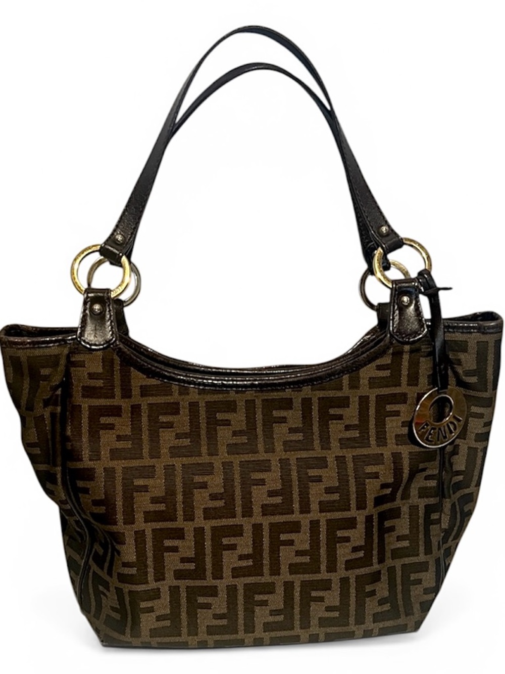 Fendi Zucca Leather and Canvas Tote Bag